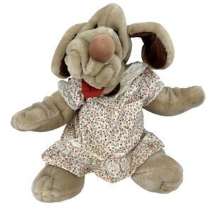 Ganzbros Wrinkles Puppet Plush Beige Puppy Dog Dress 16 Inch Ganz Vintage